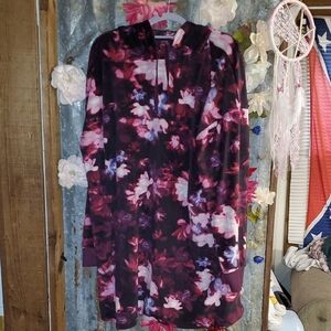 Simply Vera Vera Wang Burgundy Floral Long Sleeve Dress